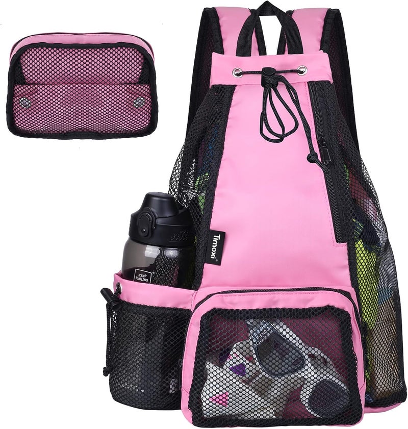 Timoxi Swim Bag Beach Backpack with Padded Shoulder Strap Mesh Backpack with Wet Pocket for Swimming, Gym - Image 1